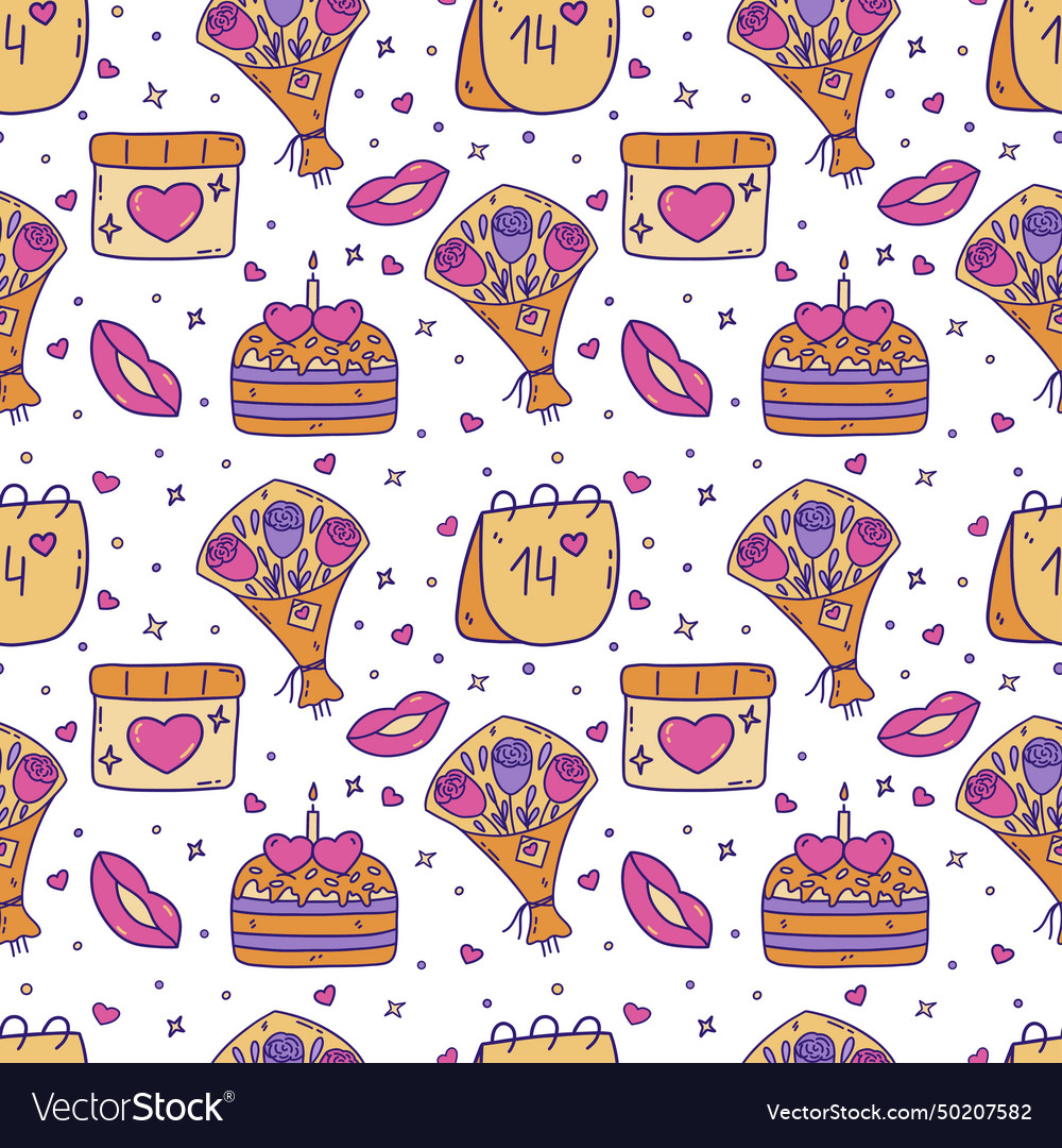 Seamless pattern with valentines day elements Vector Image Seamless pattern with valentines day elements