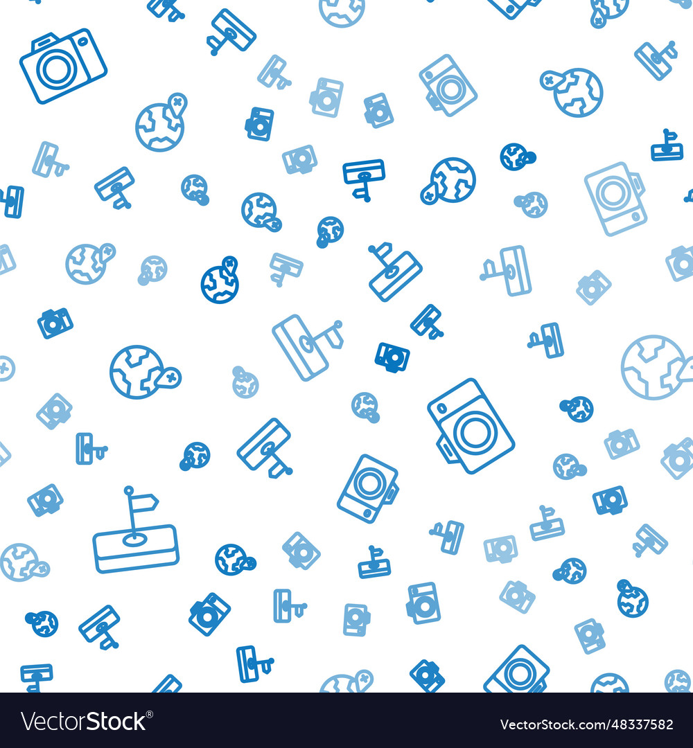 Set line flag photo camera and location vector image Set line flag photo camera and location
