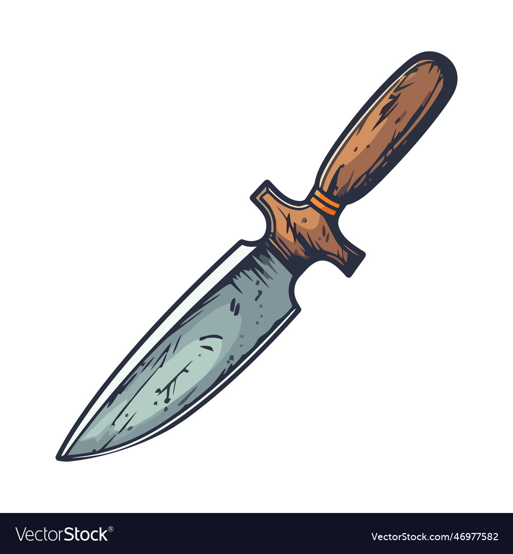 Sharp steel blade handle of metal dagger Vector Image