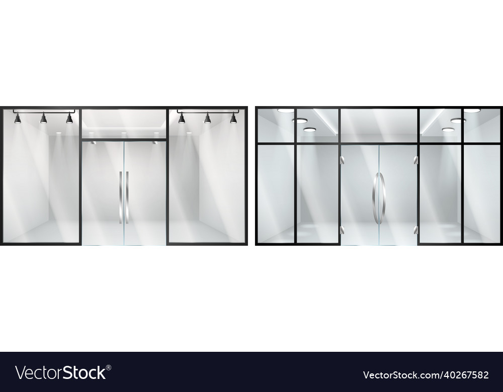 Storefront entrance door with transparent windows vector image Storefront entrance door with transparent windows