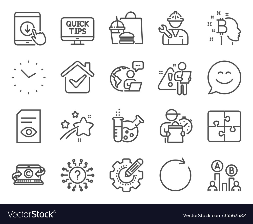 Technology icons set included icon as ab testing