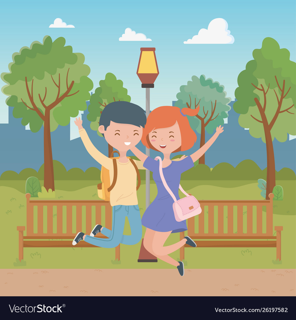 Teenager boy and girl cartoons design Royalty Free Vector