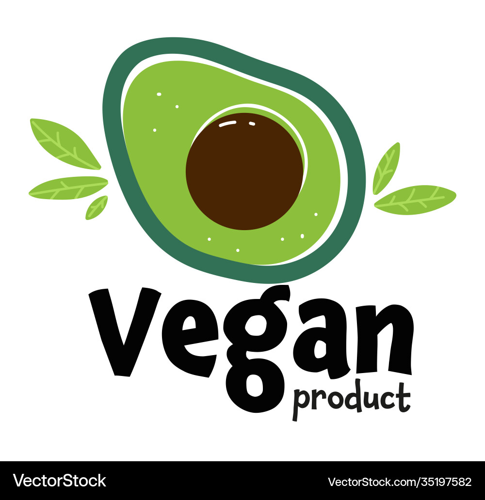 Vegan product emblem with avocado label text Vector Image