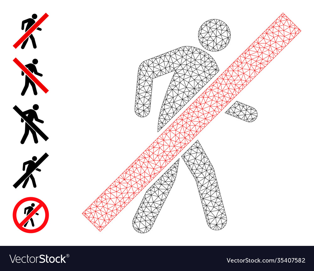 Web net stop walking man icon with simple glyphs vector image Web net stop walking man icon with simple glyphs