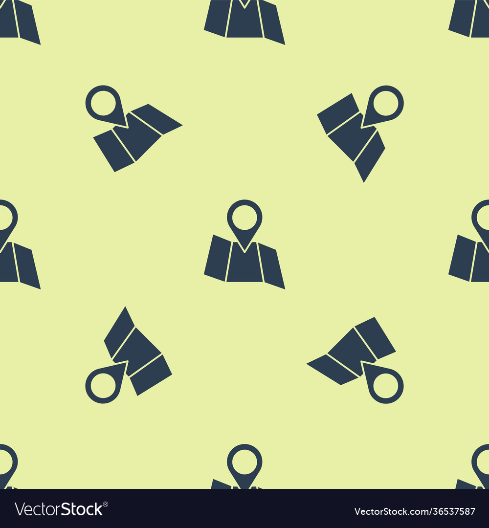 Blue folded map with location marker icon isolated vector image Blue folded map with location marker icon isolated