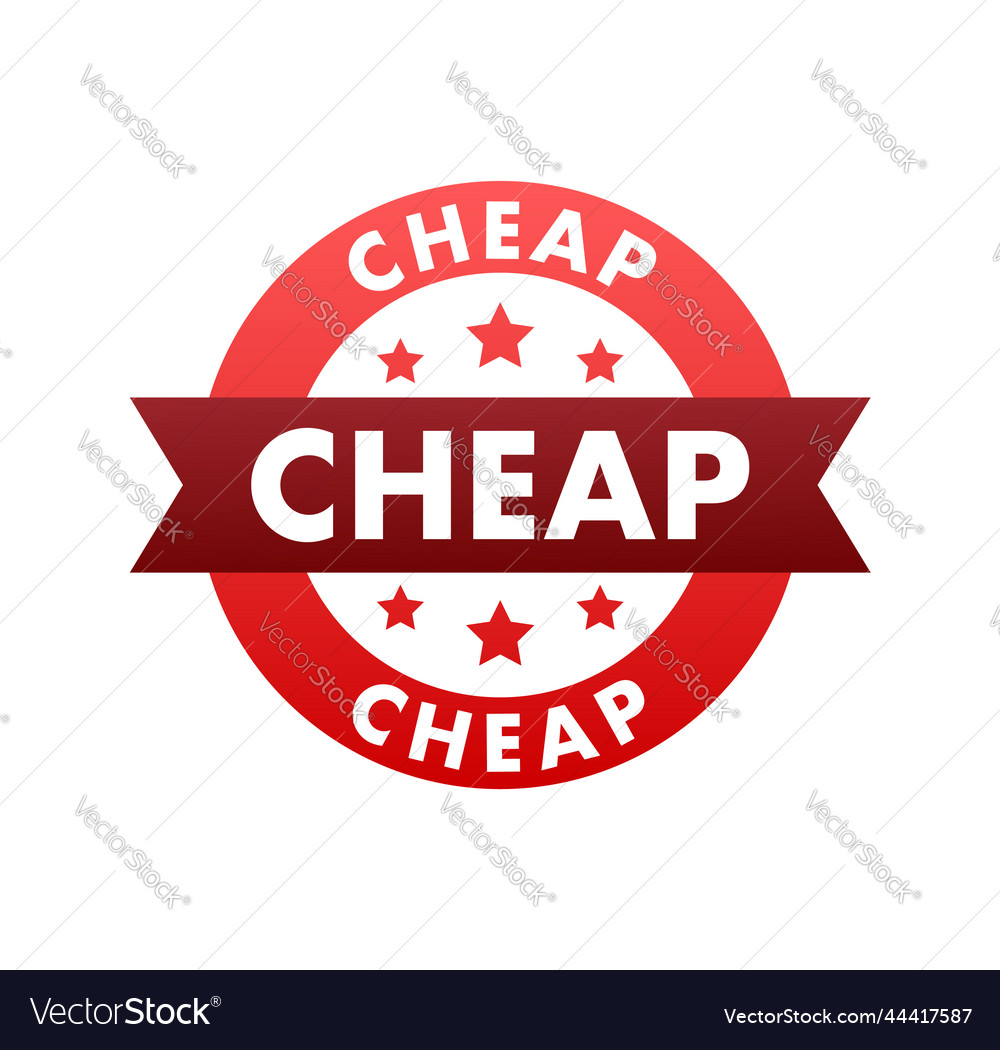 Cheap red icon label badge stock vector image Cheap red icon label badge stock