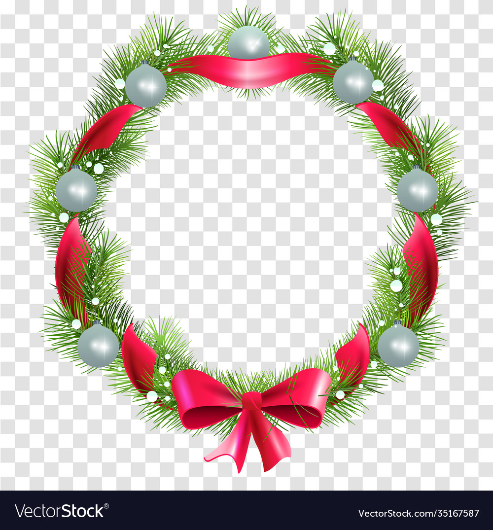 Weihnachtskranz Zweige mit Kugeln vector image Weihnachtskranz Zweige mit Kugeln