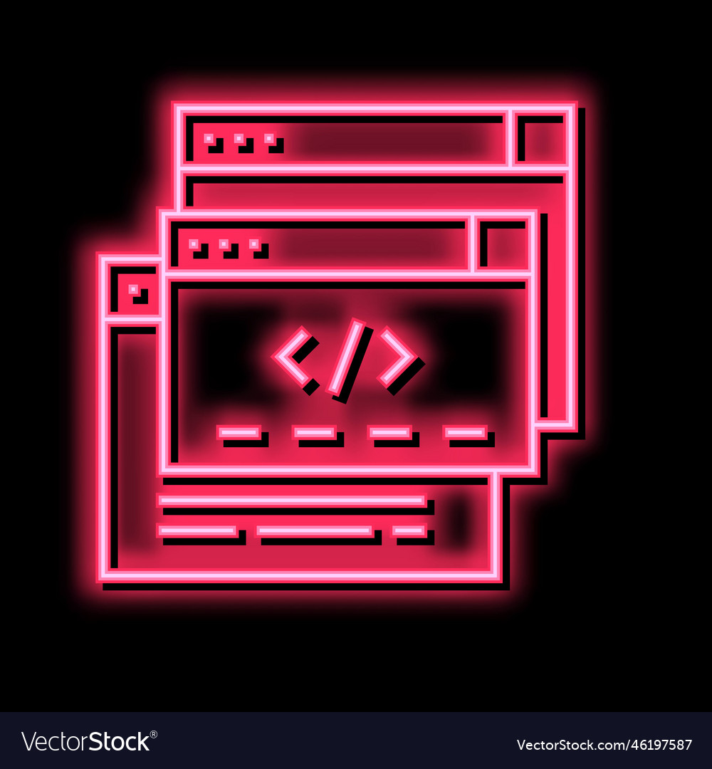 Code windows neon glow icon