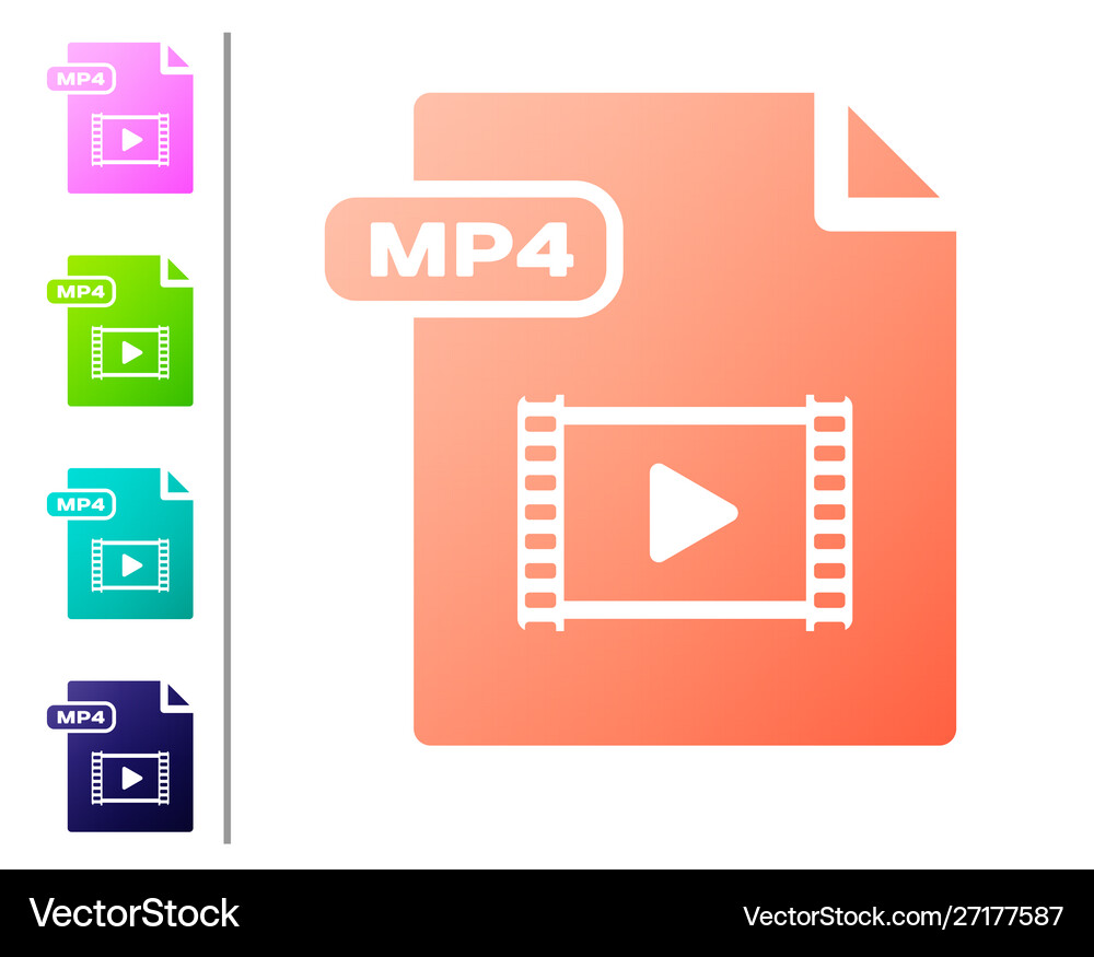 Coral mp4 file document download button icon Vector Image