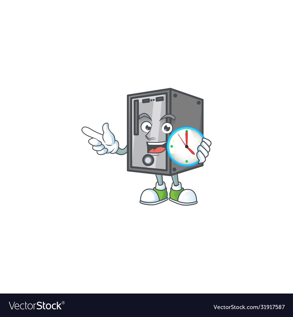 Cpu cartoon character style with a clock Vector Image Cpu cartoon character style with a clock Vector Image