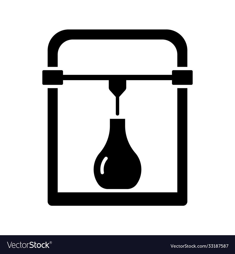 Cutout Silhouette 3d Printer Icon Outline Logo Vector Image
