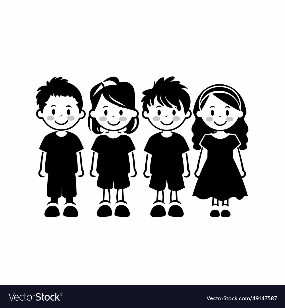 Happy children black icon on white background Vector Image