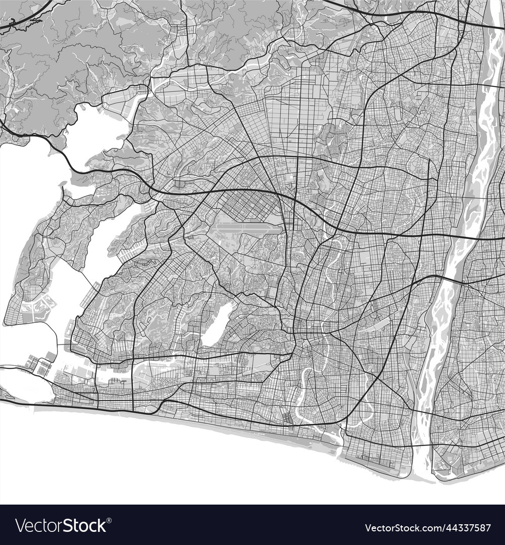 Map of hamamatsu city urban black and white Vector Image