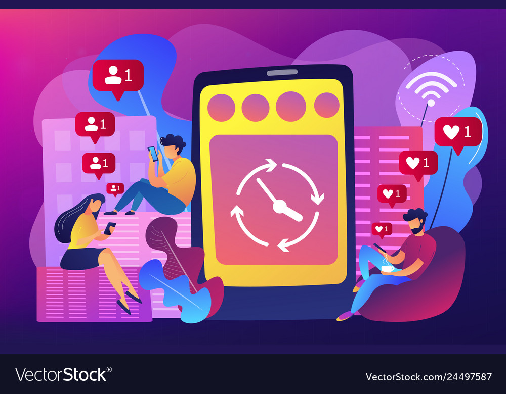Mindlessly scrolling concept vector image Mindlessly scrolling concept