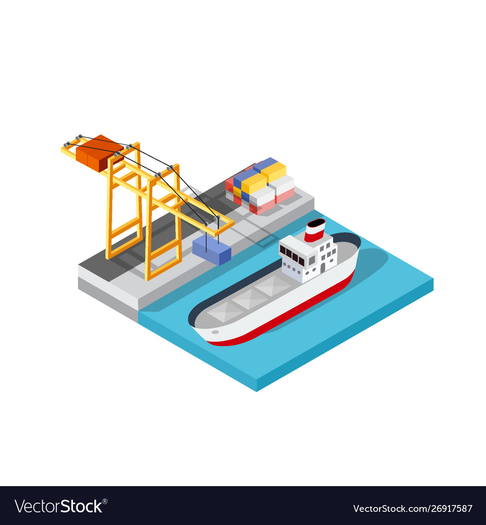 Port Cargo Ship Transport Logistics Royalty Free Vector