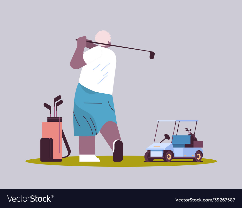 Senior man playing golf aged african american