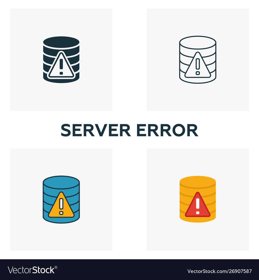 Server-Fehlersymbol vier Elemente in verschiedenen Vector Image Server-Fehlersymbol vier Elemente in verschiedenen