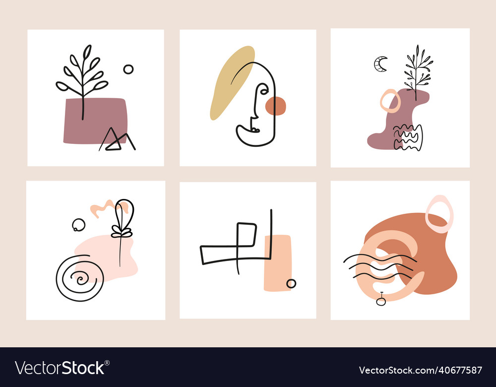Set of hand drawn shape and line art objects vector image Set of hand drawn shape and line art objects