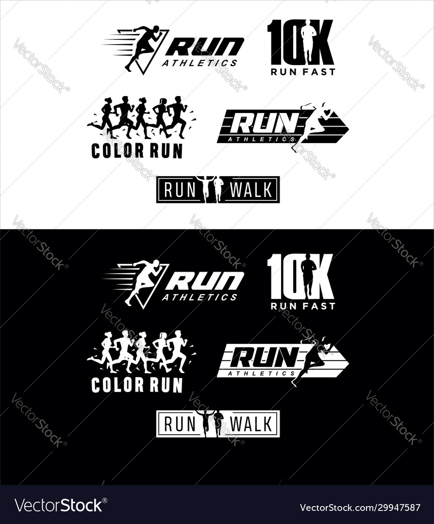 Set run logo silhouette design stock Royalty Free Vector