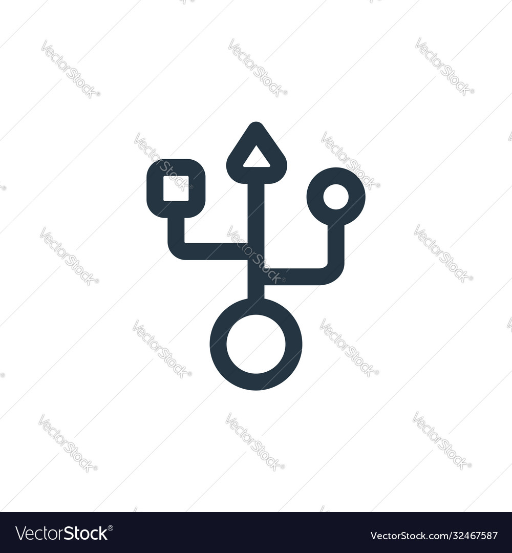 Usb icon editable stroke linear symbol