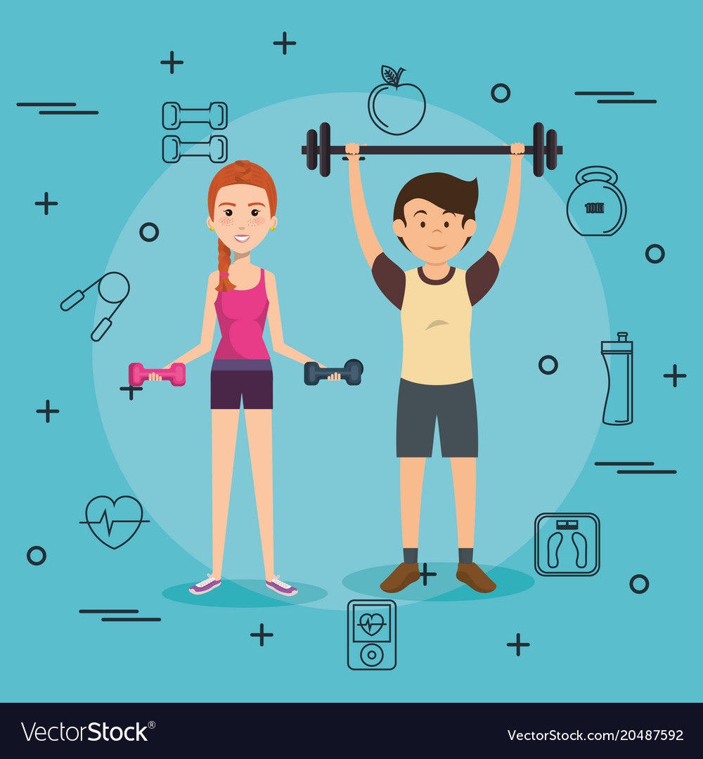 Athletic people practicing exercise characters Vector Image