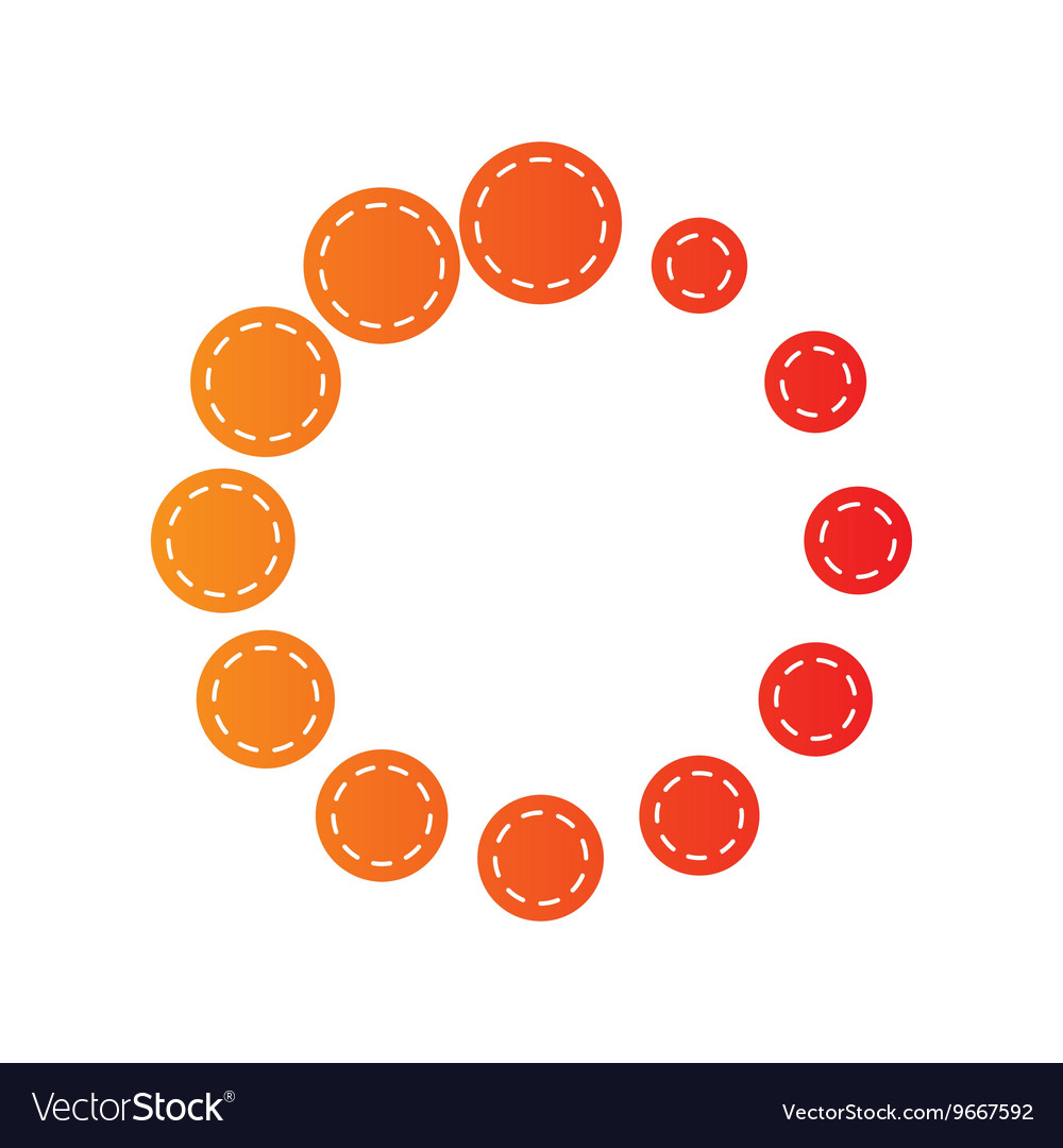 Circular loading sign orange applique isolated