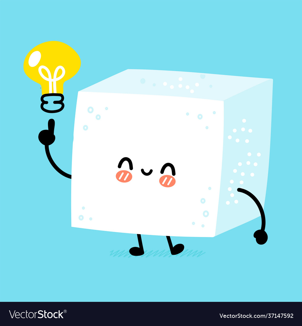 Cute funny happy sugar piece cube character with Vector Image