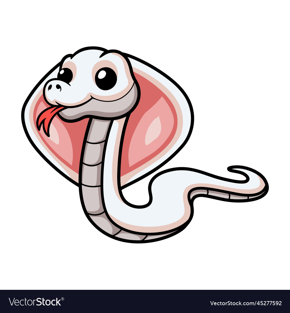 Cute leucistic cobra snake cartoon
