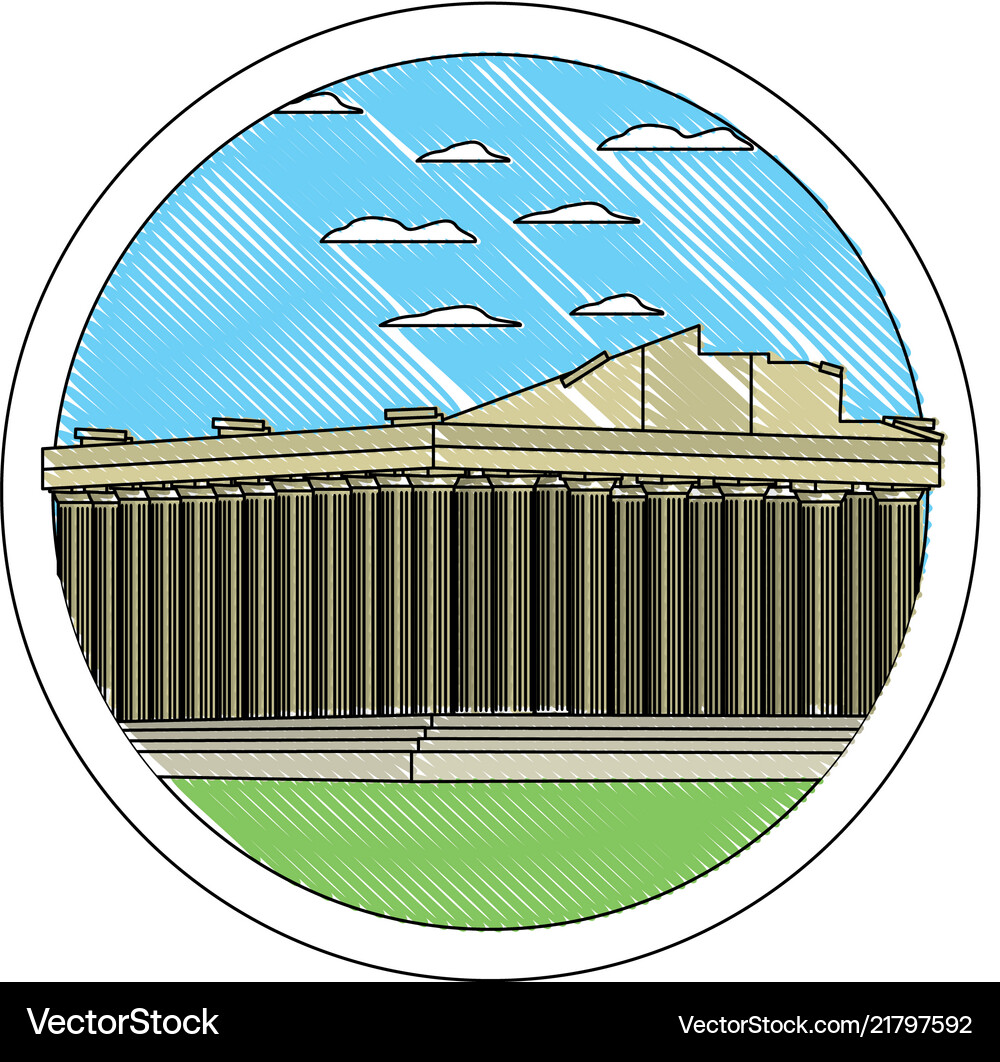 Doodle Medieval Athens Architecture And Nice Vector Image
