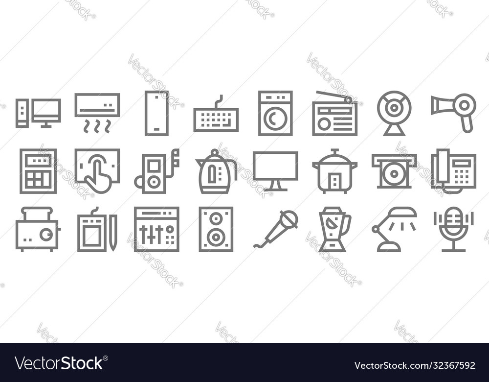 Electronics line icons linear set quality Vector Image Electronics line icons linear set quality