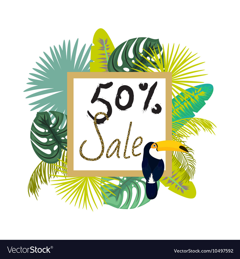 Frame Banner For Summer Sale Advertisement Palm Vector Image