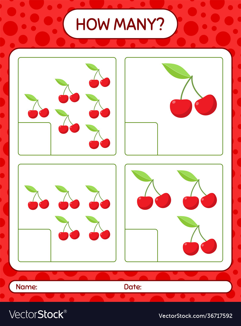 How many counting game with cherry worksheet