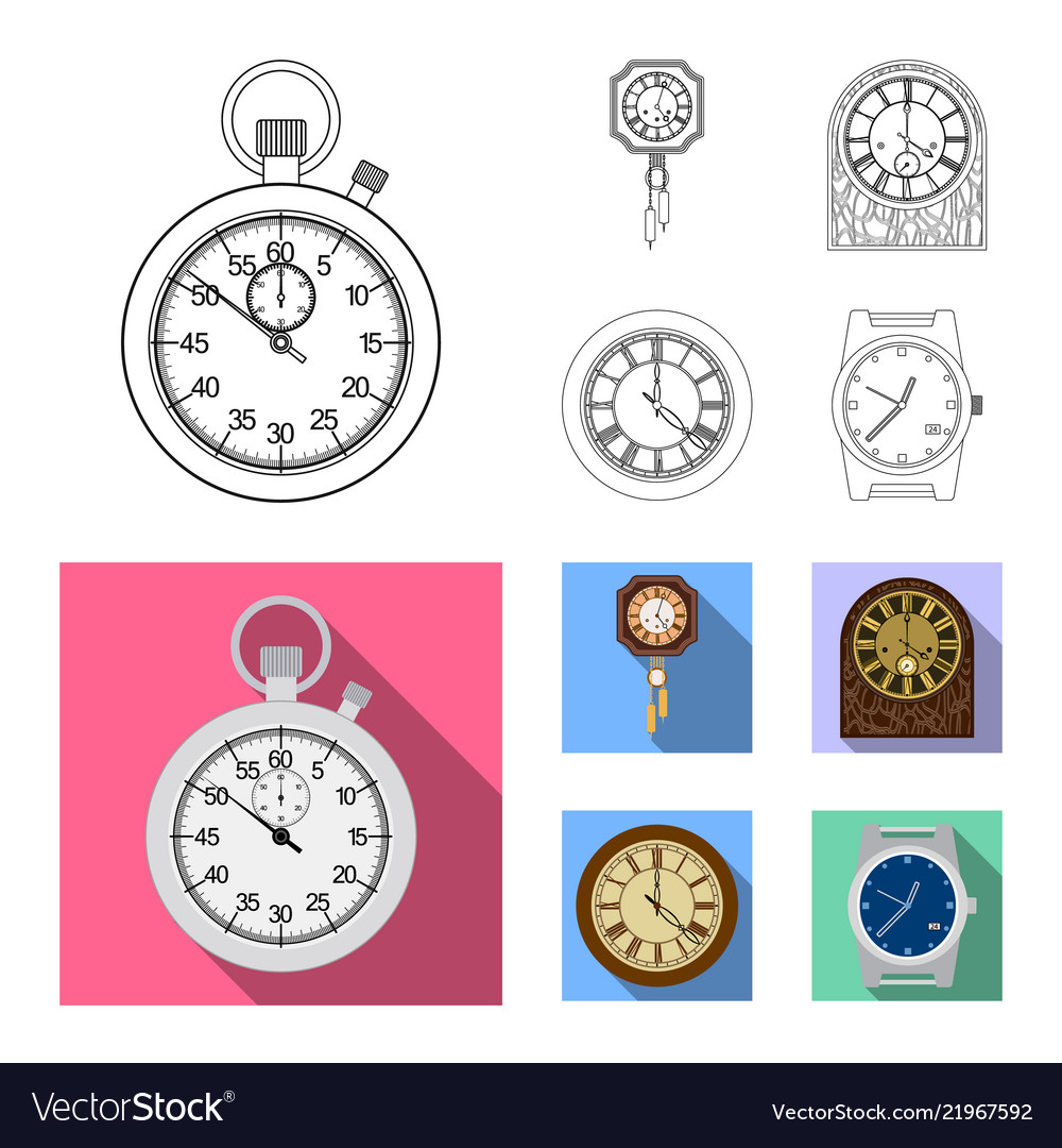 Isolated object of clock and time sign collection Vector Image Isolated object of clock and time sign collection