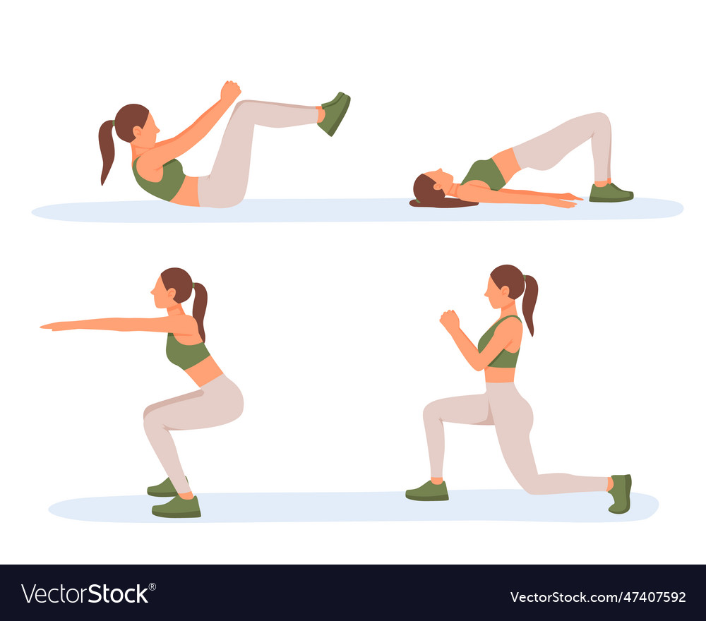 Lady in sportswear practicing fitness alone basic vector image Lady in sportswear practicing fitness alone basic