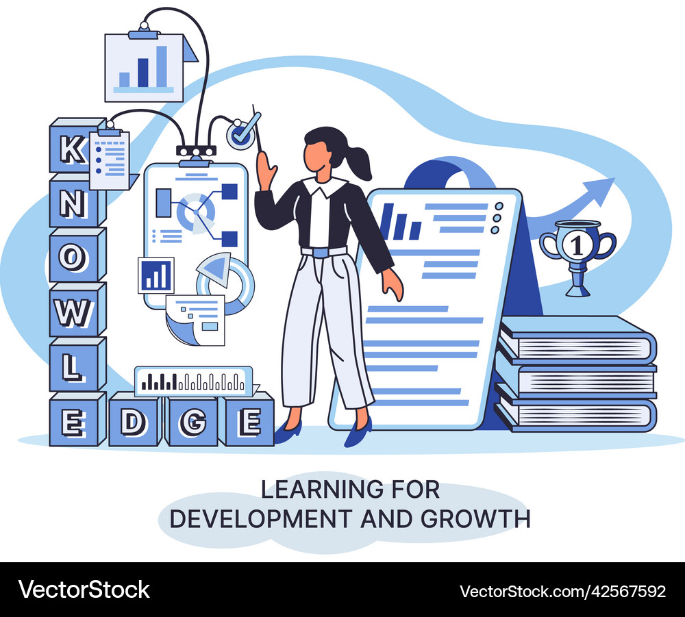 Learning for development and growth self-learning Vector Image