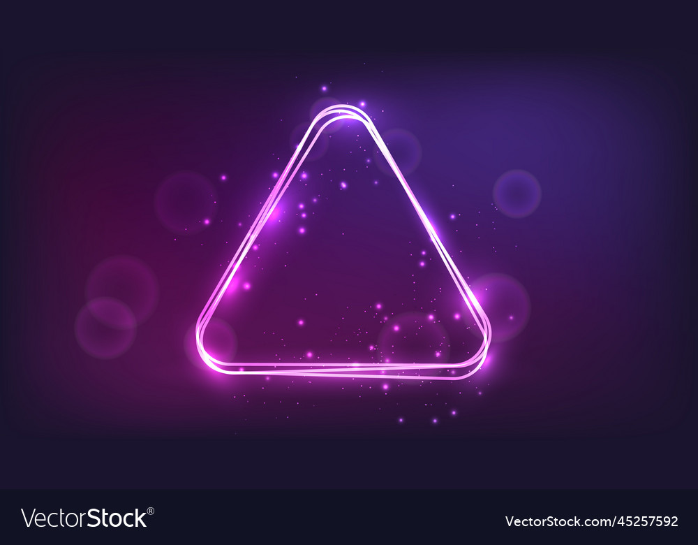 Neon rounded triangle frame with shining effects