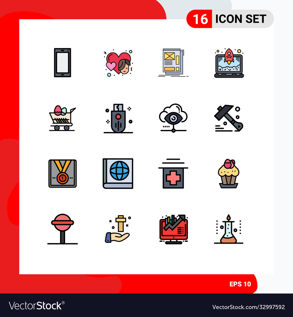 Set 16 flat color filled lines on grid