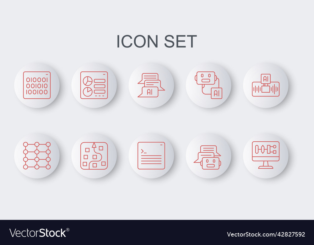 Set line algorithm neural network chat bot vector image Set line algorithm neural network chat bot