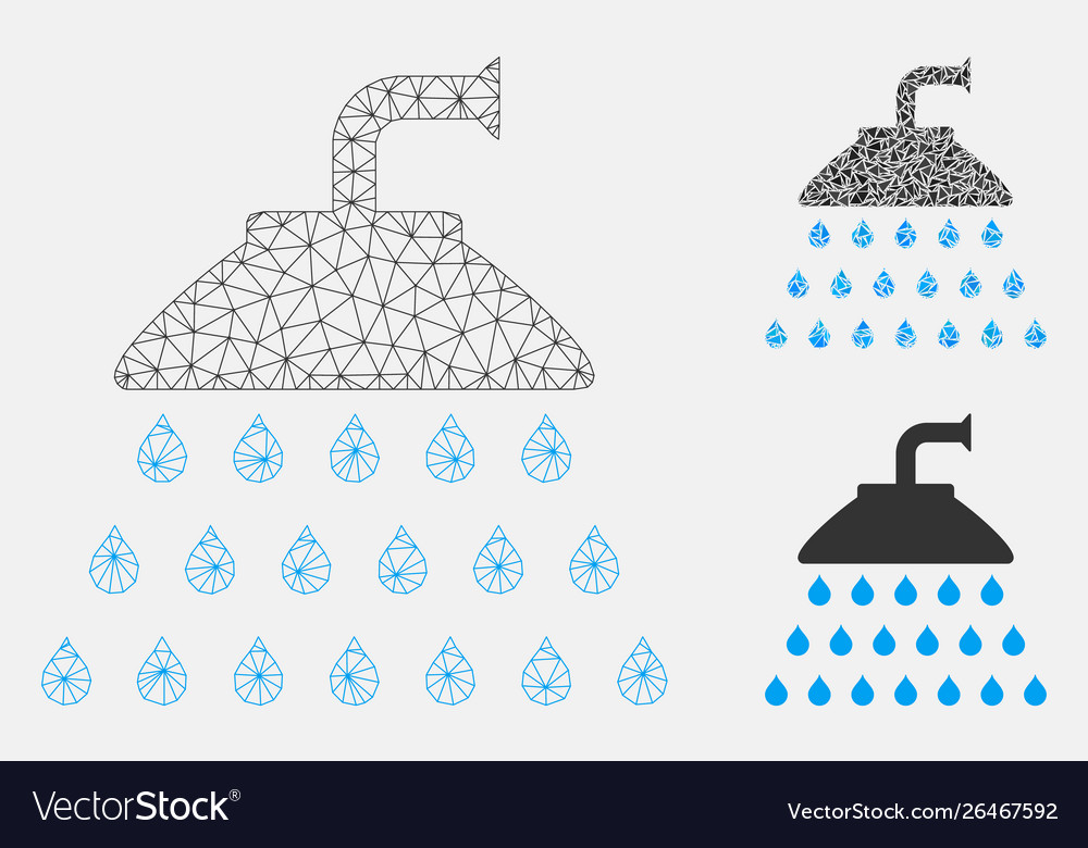 Shower mesh wire frame model and triangle vector image Shower mesh wire frame model and triangle