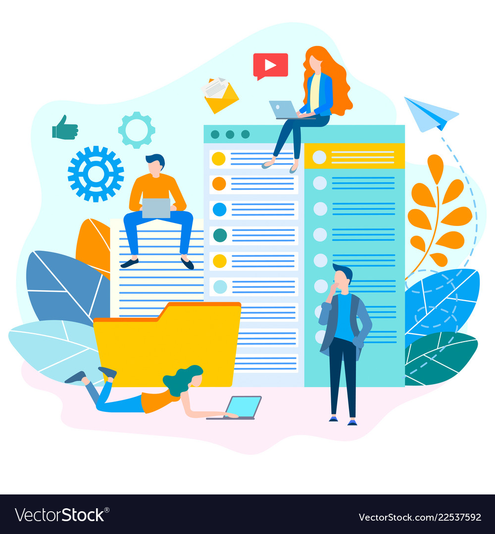 Teamwork search engine work on the workflow vector image Teamwork search engine work on the workflow