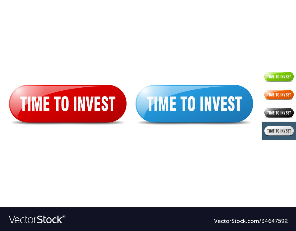 Time to invest button key sign push set