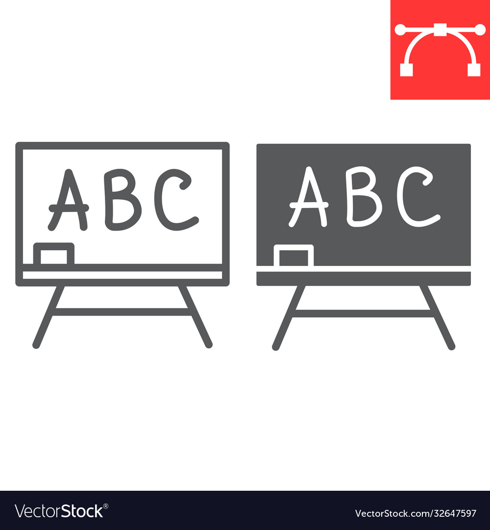 Blackboard line and glyph icon school