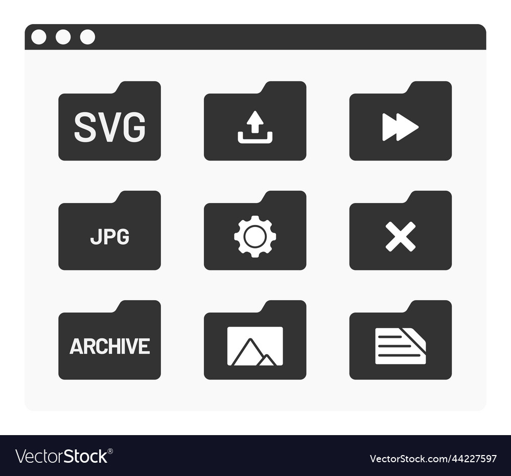 Desktop interface window with folders shape icon vector image Desktop interface window with folders shape icon