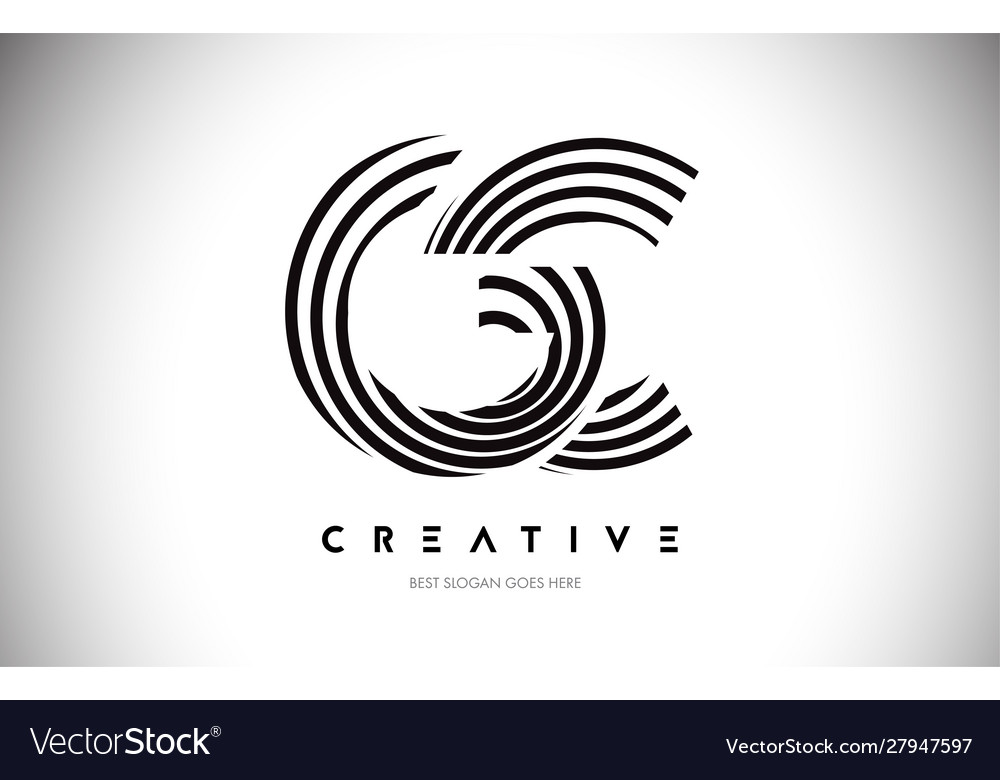 Gc Lines Warp Logo Design Letter Icon Made Vector Image