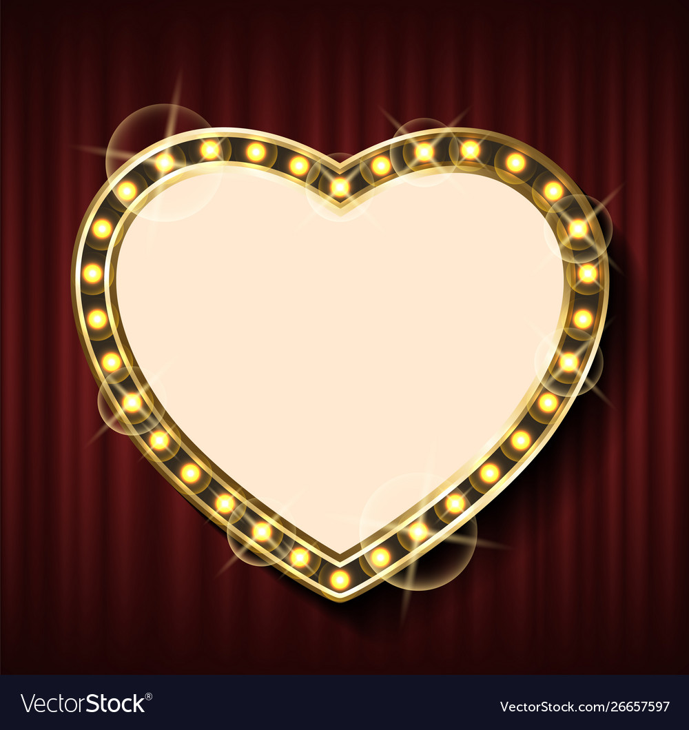 Heart shape frame on background red curtains