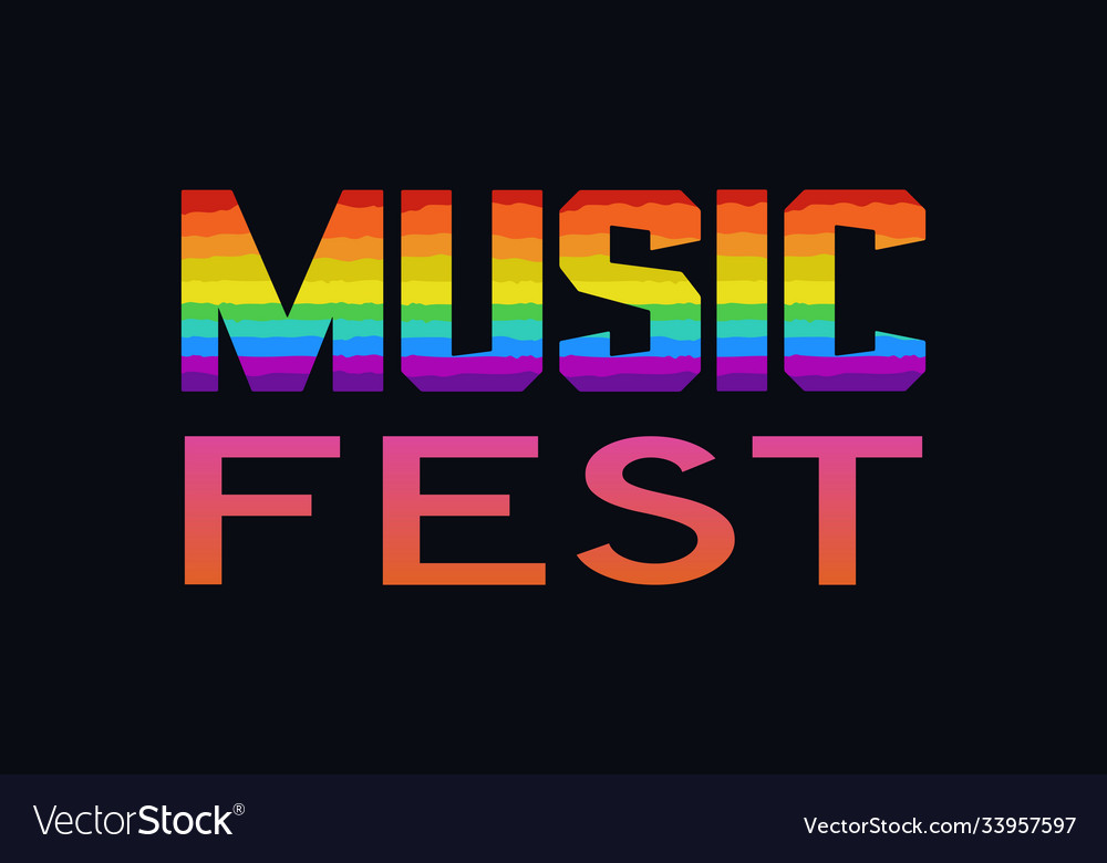 Music festival hand drawn letters flat signboard