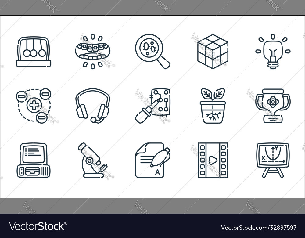 Nerd Line Icons lineare Set Qualität vector image Nerd Line Icons lineare Set Qualität