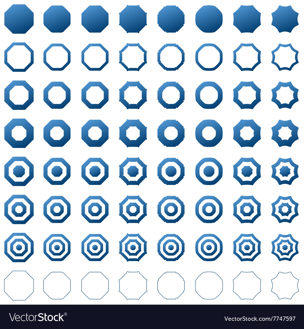 Octagon shape polygon icon template set