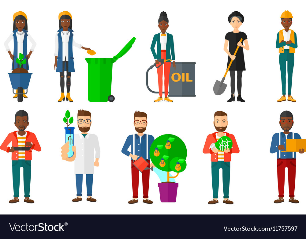 Set of characters on ecology issues