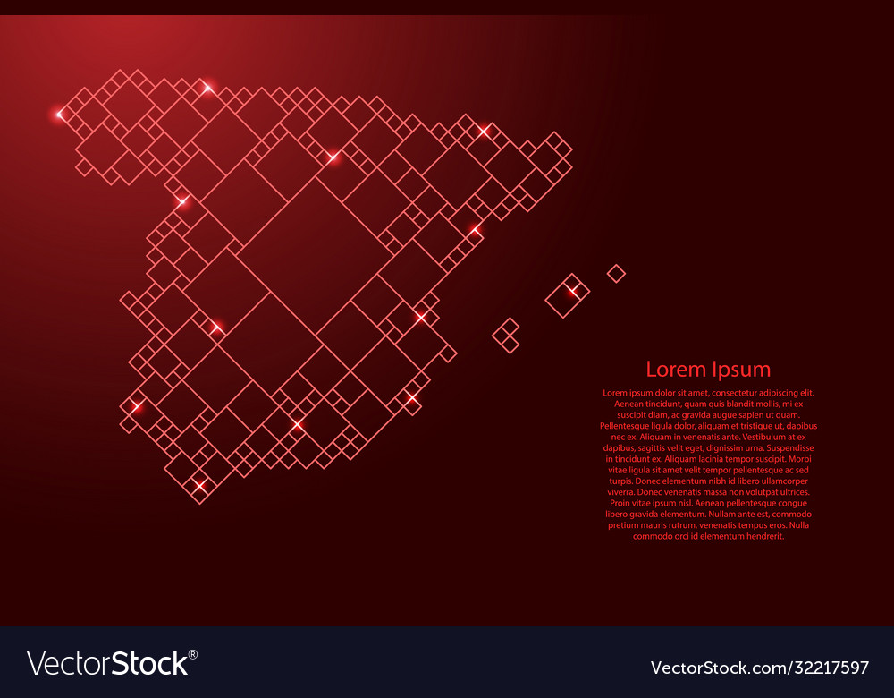 Spain map from red pattern a grid squares vector image Spain map from red pattern a grid squares